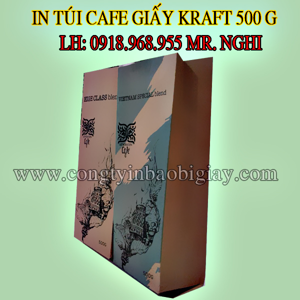 In túi đựng cafe giấy kraft 500 gram| baobimangghep.com